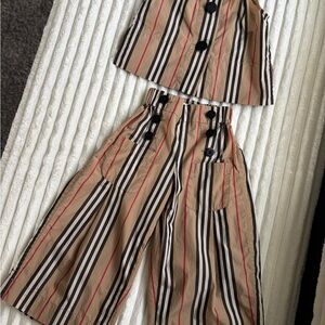 Burberry Striped Two-Piece Set with Black Buttons